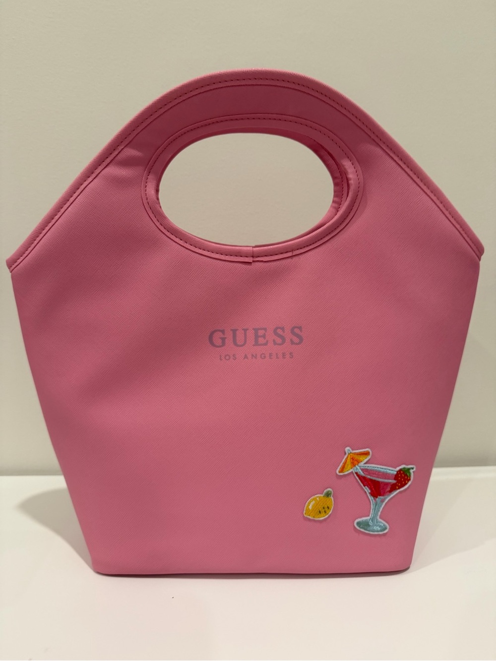 GUESS Pink Tote with Cocktail Patch Accent